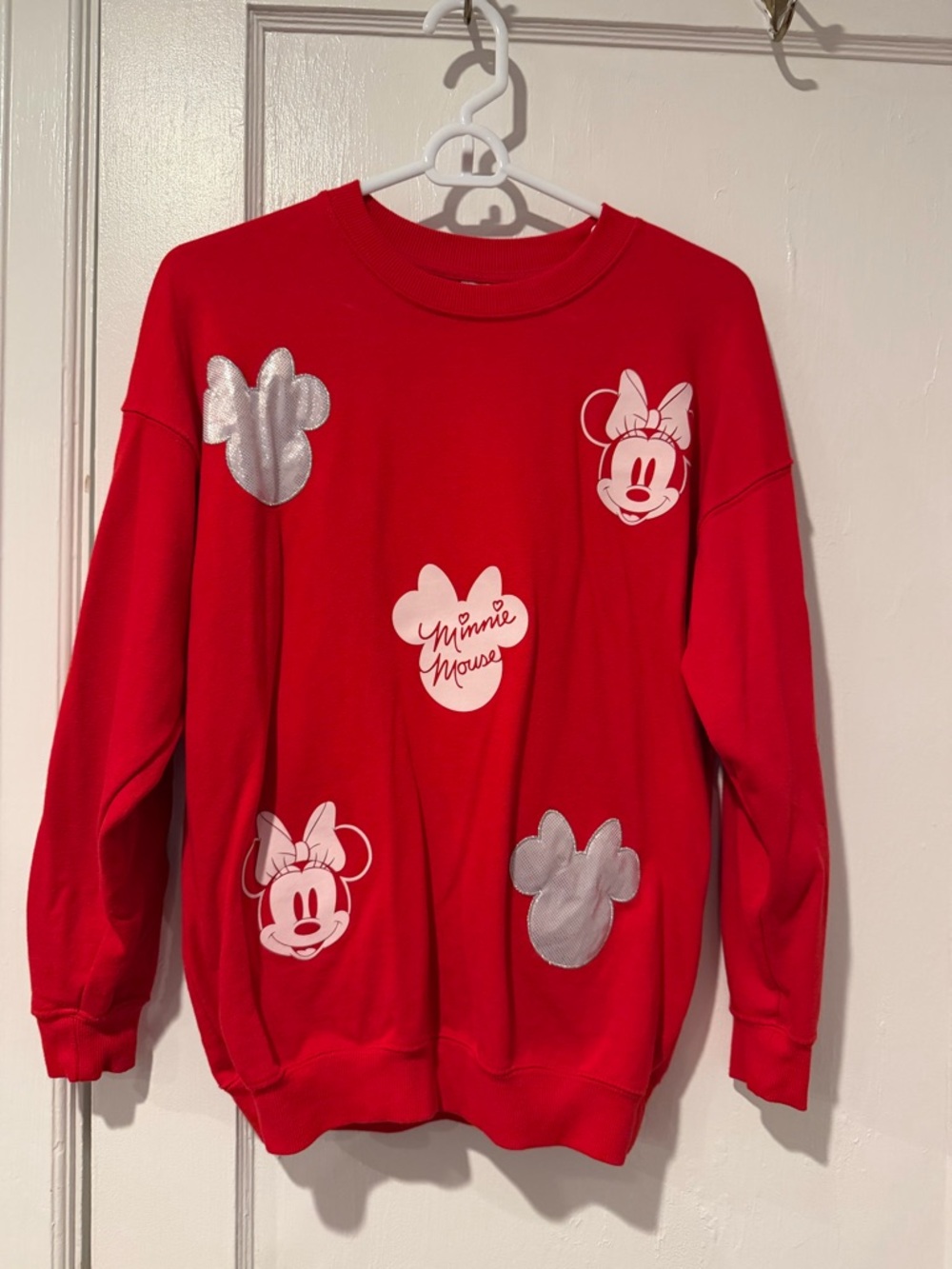 Disney Red Minnie Mouse Sweatshirt with Silver Accents